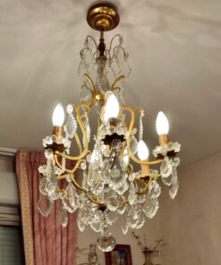 Lustre bronze et cristal