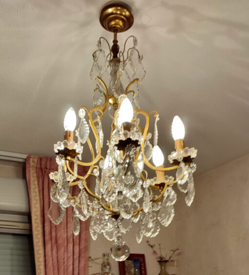 Lustre bronze et cristal